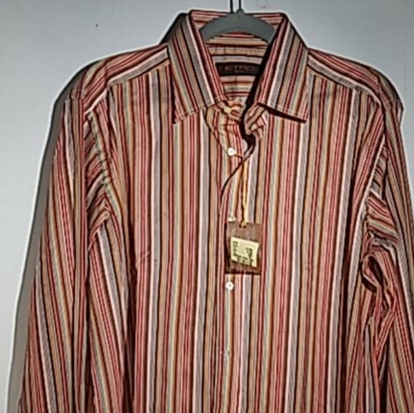 ETRO Milano Mens Button up Stripes Shirt Longsleeves SZ 42/ L - Picture 2 of 8